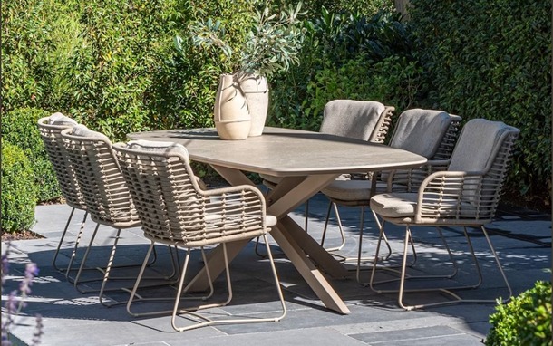 4SO Prado tuintafel barrel met keramisch blad en alu onderstel - 3